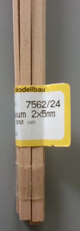 BIRNBAUM-Vierkantleisten  2 x 5 mm, 1 m lang, 10 Stück