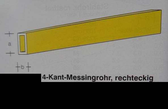 4-Kant-Messingrohr, rechteckig, 1,5 x 1,0 mm, WDST. 0,20 mm