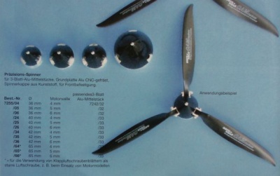 Präzisions-Spinner 3-Bl.  Ø 36 mm, für Motorwelle 5 mm,