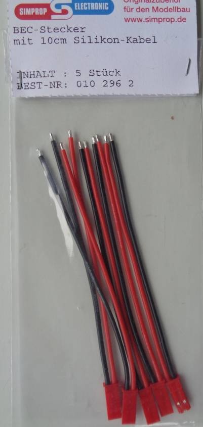 BEC-Stecker mit 10cm Kabel, 5 Stück