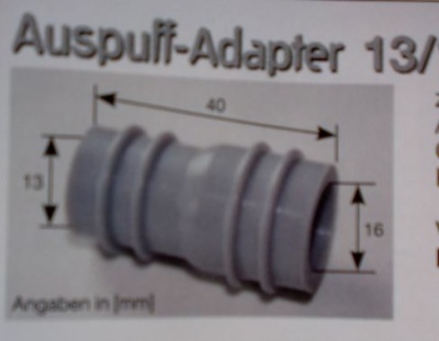 Auspuff-Adapter 13/16 mm, 40 mm, inkl. 2 Kabelbindern