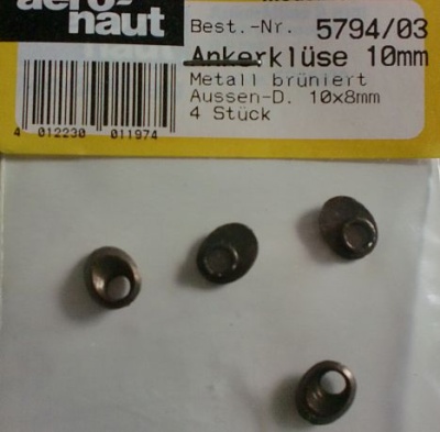 Ankerklüsen Ø 10 x  8 mm, metall, brüniert, 4 Stück