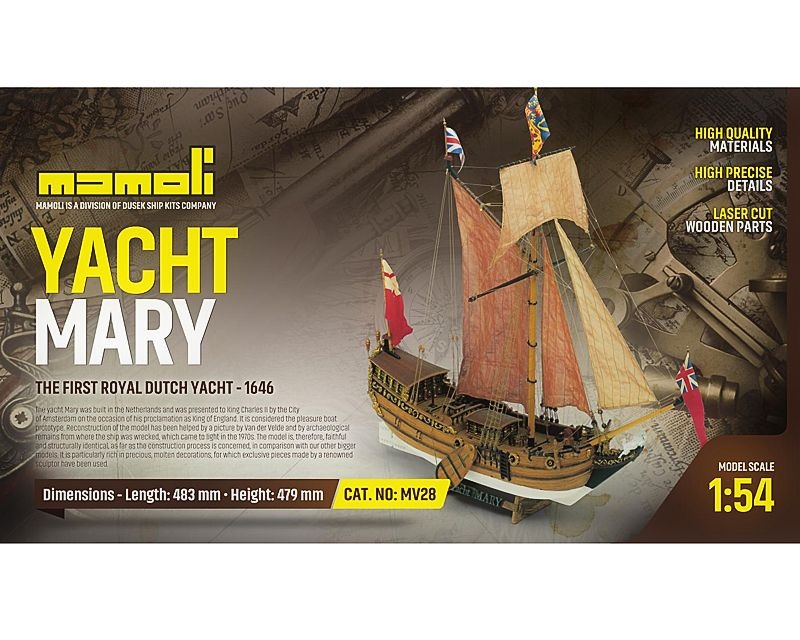 Yacht Mary Bausatz 1:54 , Mamoli, Länge 48,30 cm