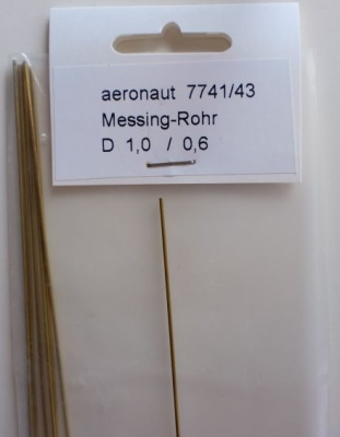 1 x Messing-ROHR 1,0/0,6mm, 1 m lang