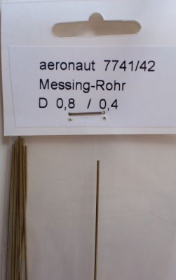 1 x Messing-ROHR 0,8/0,4mm,  1 m lang