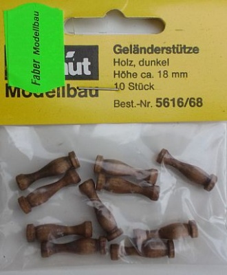 Geländerstützen (Holz) dunkel, 18 mm hoch, 10 Stück