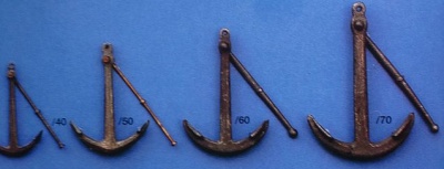 Admiralsanker, historisch, Metall,  Höhe 44 mm, Breite 28 mm