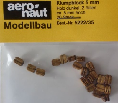 20 St.Klumpblock(Holz), 5 mm hoch, 2 Rillen, dunkel