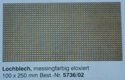 Lochblech, messingfarbig eloxiert, 100 x 250 mm
