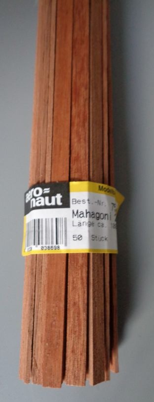 MAHAGONI-Vierkantleisten   2 x 7 mm, 1 m lang, 10 stück