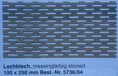 Lochblech, messingfarbig eloxiert, 110 x 300 mm