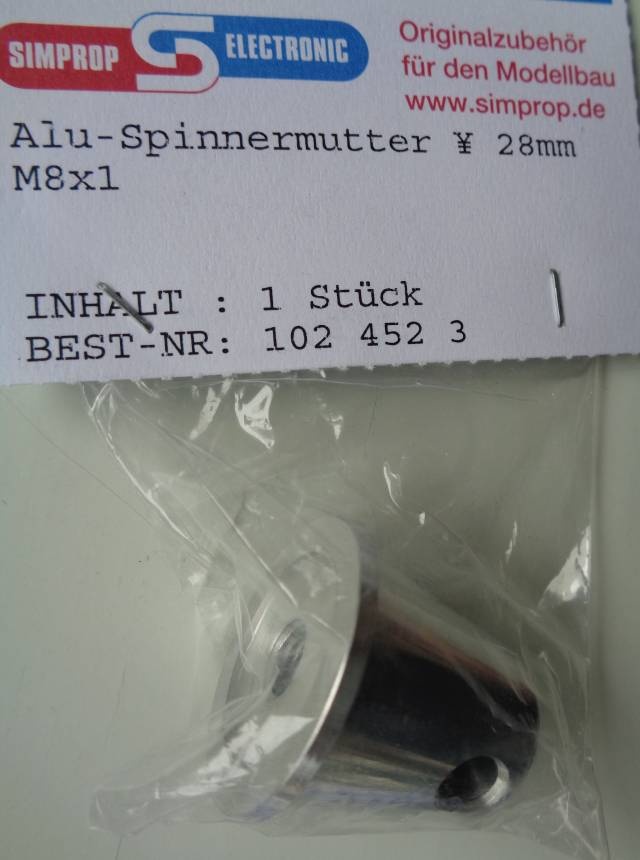 Alu-Spinnermutter Ø 28mm,  M 8x1